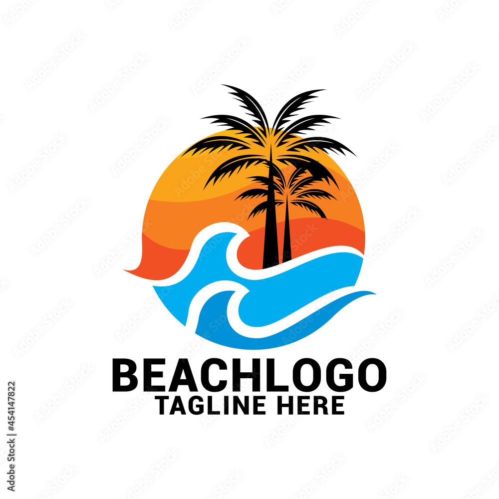 Vector beach logo design template.