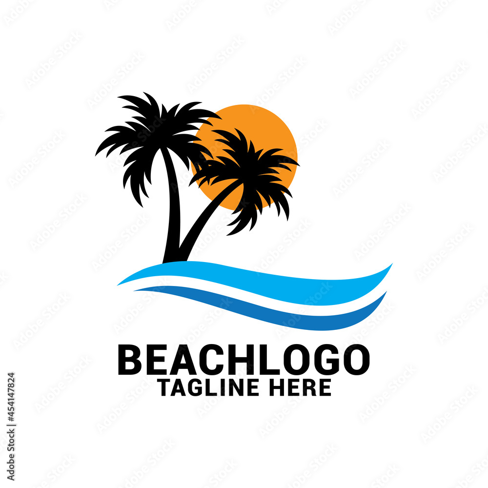 Vector beach logo design template.