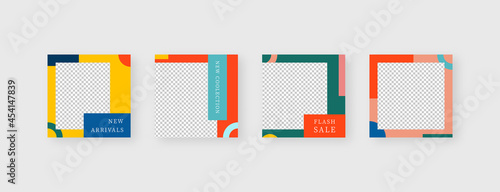 Social media template. Trendy editable social media post template. Mockup isolated. Template design. Vector illustration.