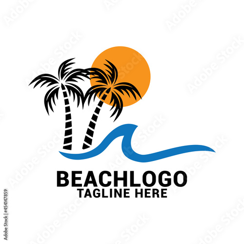 Vector beach logo design template.