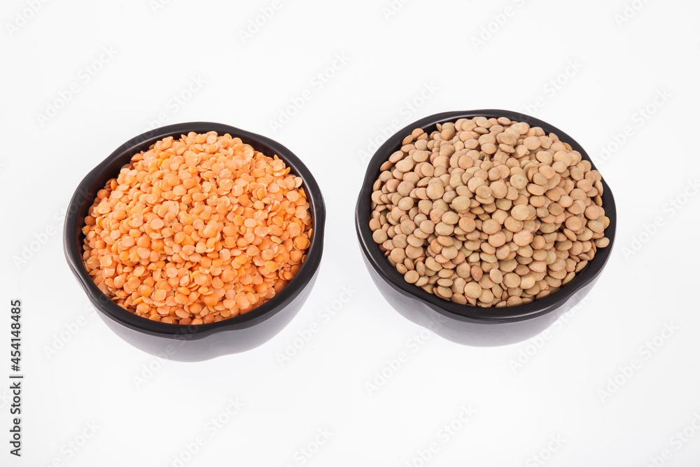 Very Healthy Food; Raw Lentils and Peeled Red Lentils Very Healthy Food; Raw Lentils and Peeled Red Lentils