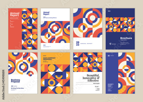 Set of brochure, annual report, business plan cover design templates. Vector illustrations for business presentation, business paper, corporate document, and marketing material.