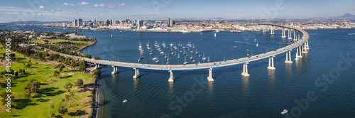 Panorama of Coronado Bridge with San Diego skyline photo