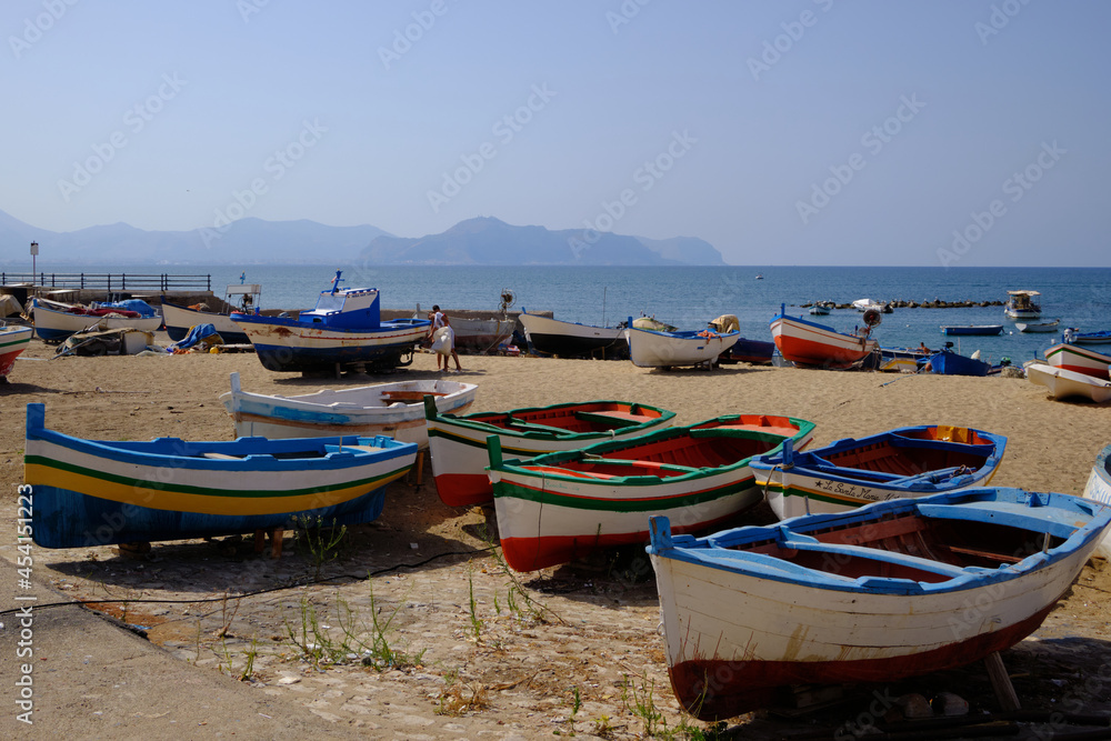 The seaside of the fishing village of Aspra (Bagheria) in the gulf of Palermo