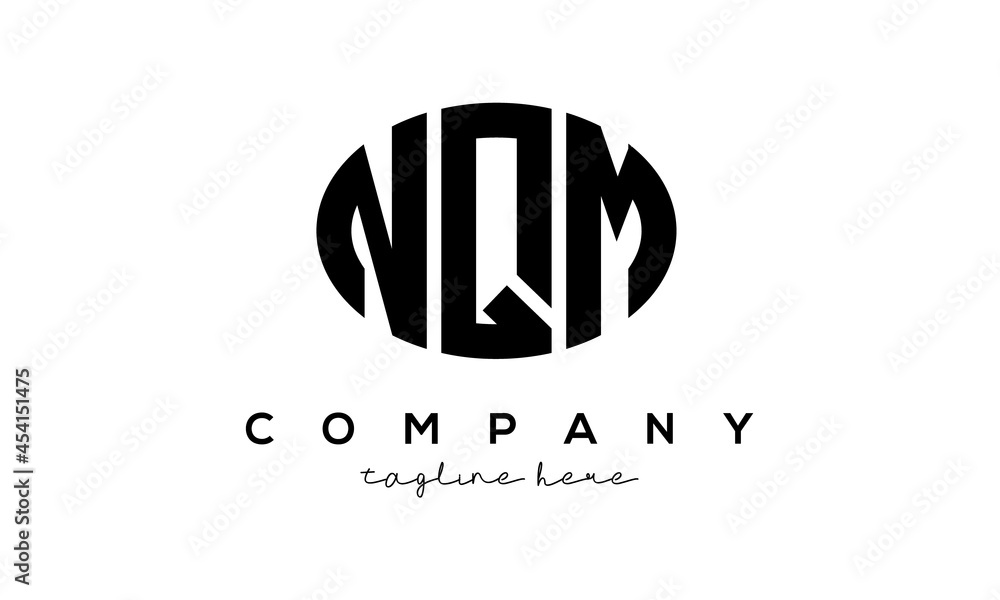 NQM three Letters creative circle logo design NQM three Letters creative circle logo design