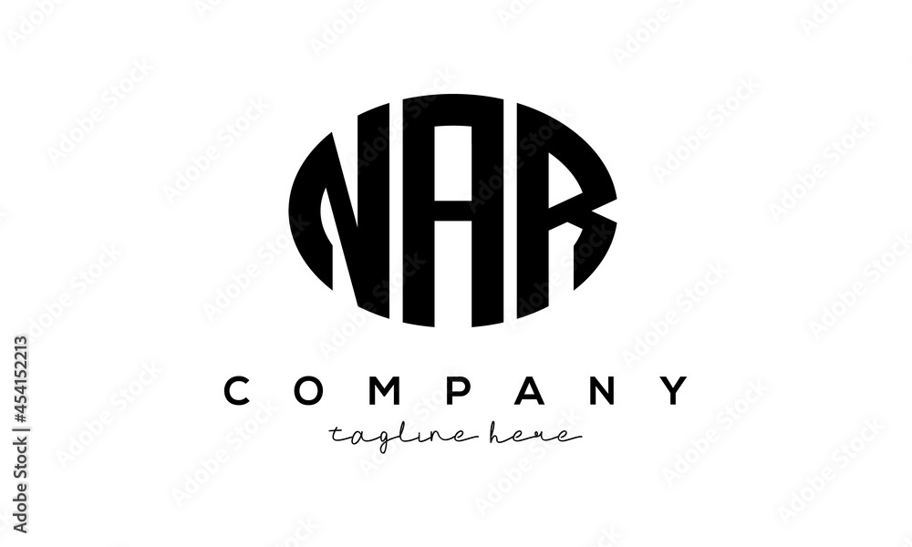 NAR three Letters creative circle logo design NAR three Letters creative circle logo design