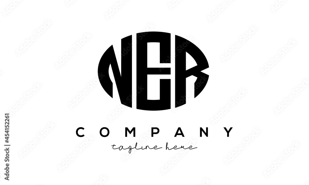 NER three Letters creative circle logo design NER three Letters creative circle logo design