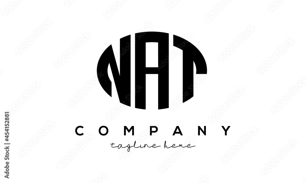 NAT three Letters creative circle logo design	