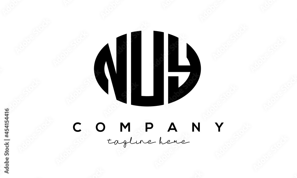 NUY three Letters creative circle logo design	