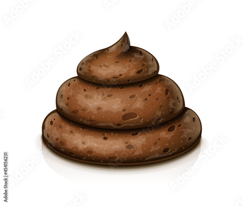 Brown stinking muddy shit. Faecal. Isolated on white background. Eps10 vector illustration.
