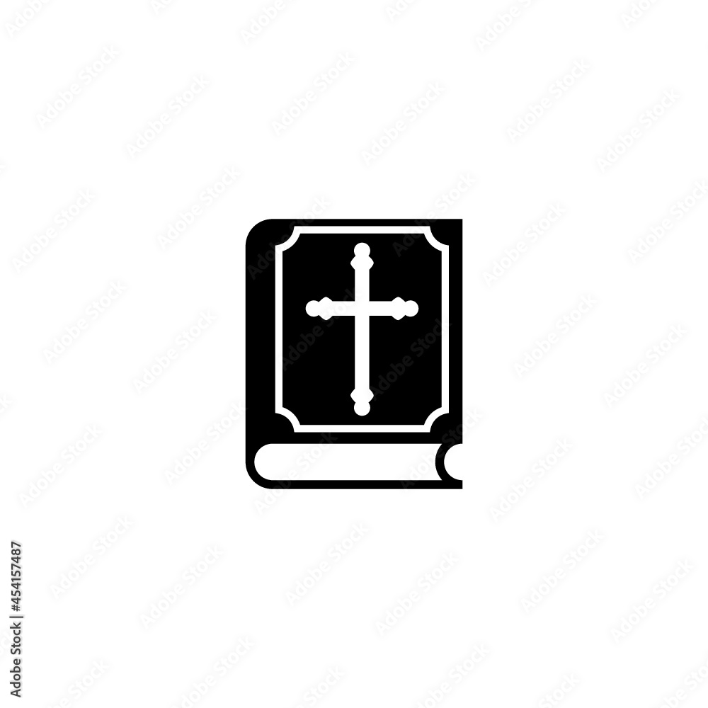 Bible book with holy cross icon isolated on white background Bible book with holy cross icon isolated on white background