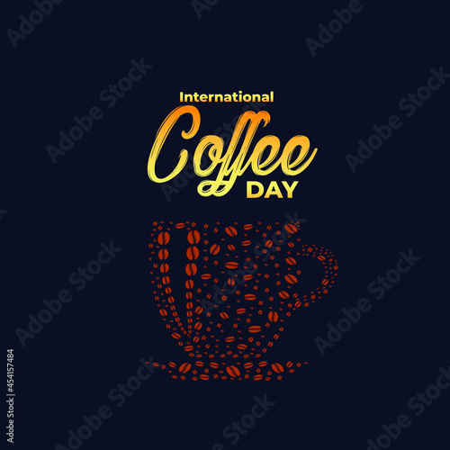 international coffee day Concept. October 1. Suitable for greeting card, poster and banner background. Vector Illustration.