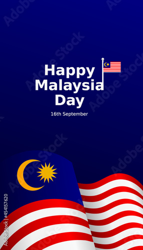 happy malaysia day flat vector illustration with social media story design