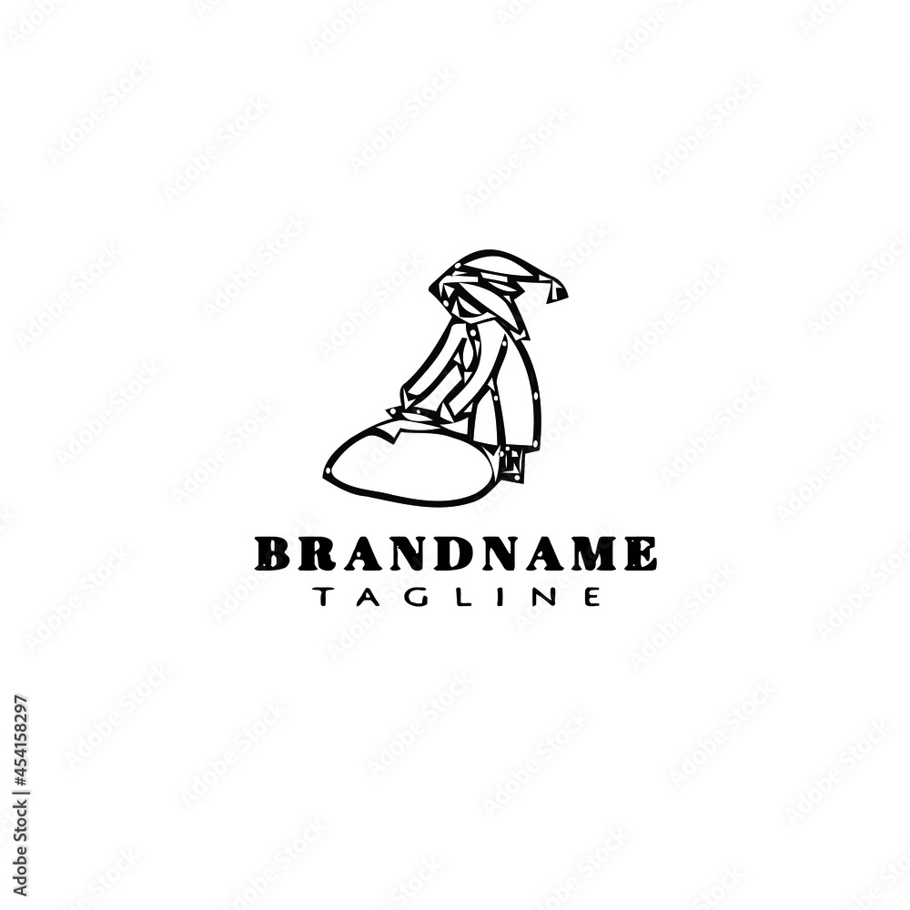 Fototapeta premium santa claus cartoon logo icon design template black isolated illustration