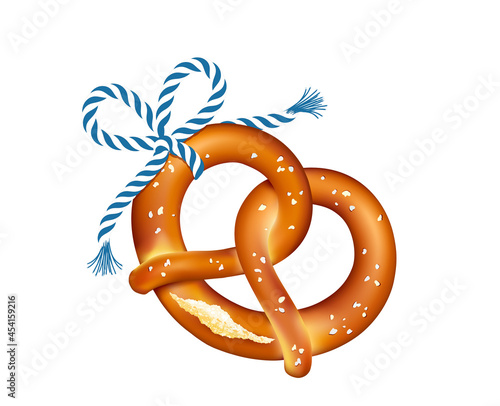 Brezel mit Cordschleife,
 Vektor Illustration isoliert auf weißem Hintergrund

