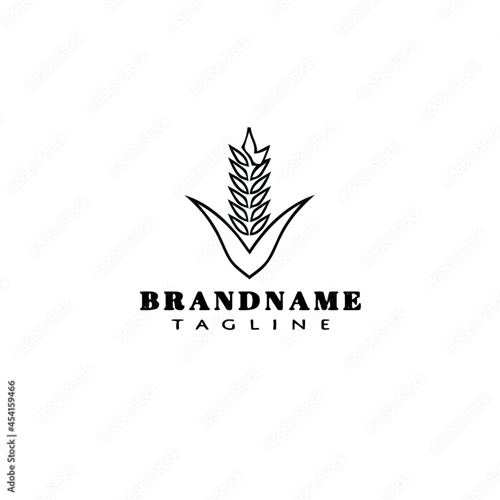 wheat stalk cartoon logo icon design template illustration