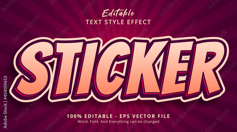 Editable text effect, Sticker text on headline poster style effect