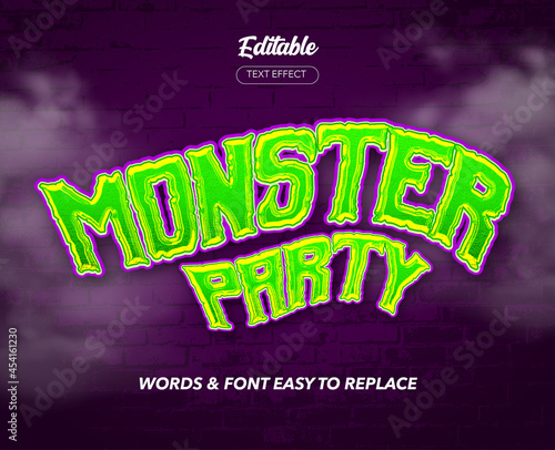 Monster Party Theme Style Vector Text Effect