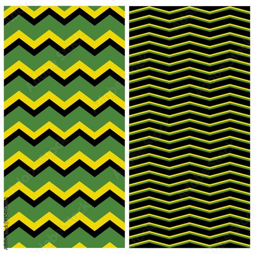 Tile zig zag pattern set vector or black,green and yellow seamless background collection photo