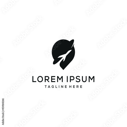 local travel logo concept pin Rocket Start Up Aircraft
