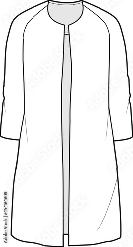 Women's overcoat fashion flat sketch vector Illustration