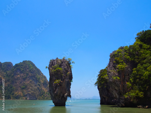 Khao Tapu, the separate island in Thailand looking like nail and also called James Bond Island © pingaero