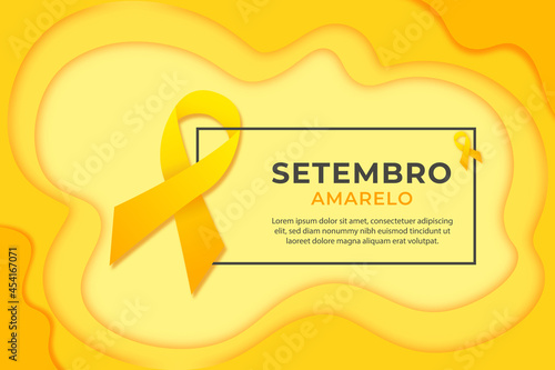 Setembro amarelo yellow ribbon vector background. setembro amarelo suicide prevention background, Yellow September background photo