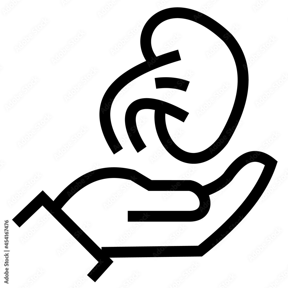 Kid receiving hand icon, stroke line drawing style, black and white color. Kid receiving hand icon, stroke line drawing style, black and white color.