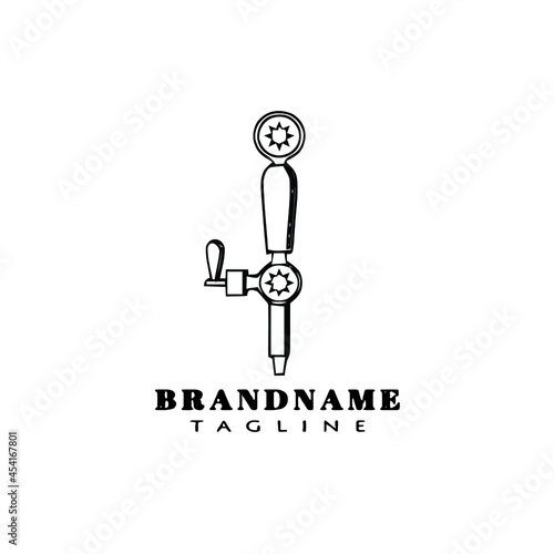concept beer pump cartoon logo icon design template black isolated vector illustration