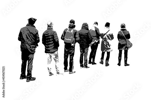 Fotografi Crowd Queue Isolated Graphic Stencil Silhouette