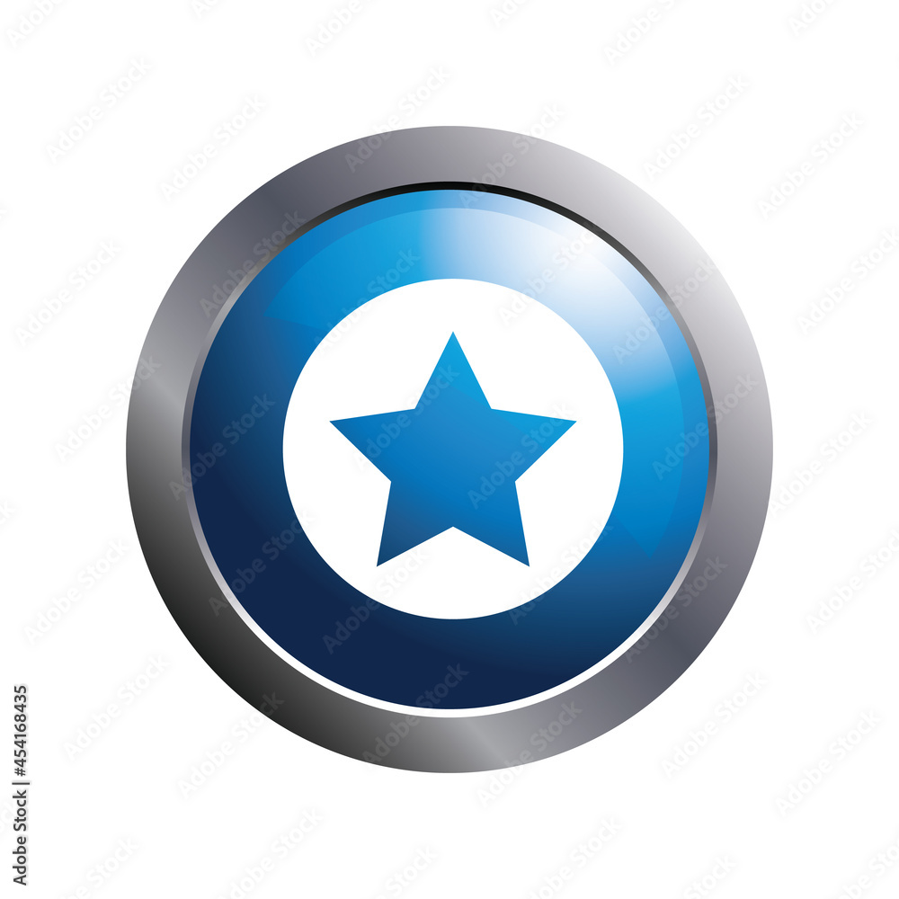 White star icon on blue circle button for app. White star icon on blue circle button for app.