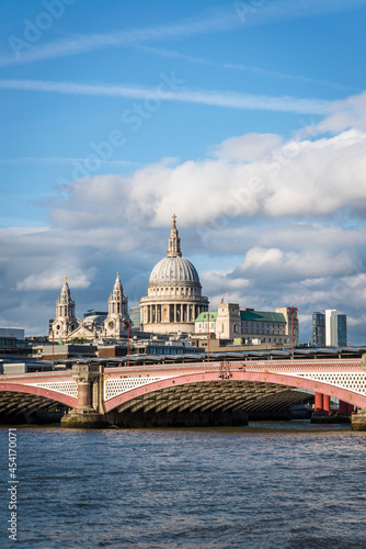 View of the City of London with St Paul s Cathedral and Blackfriars Bridge  London  England  UK