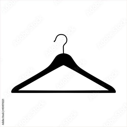 Clothes hanger black. Hanger icon vector isolated on white background.