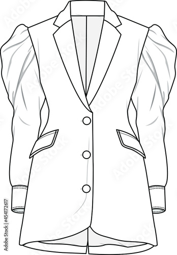 Women's party jacket fashion flat sketch vector Illustration