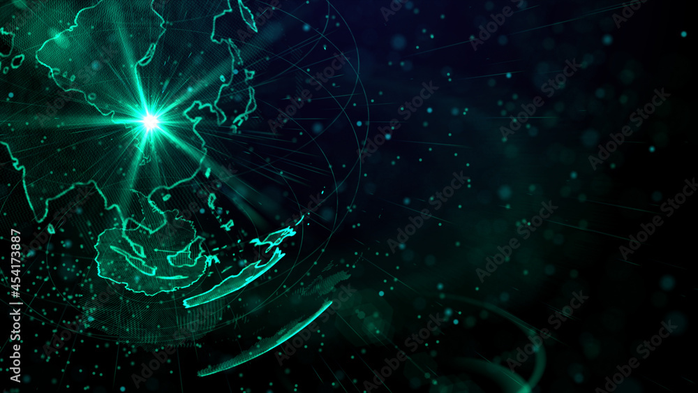 Digital green planet of Earth, 3D animation Digital green planet of Earth, 3D animation