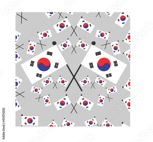 Vector Illustration of Pattern Korea Flags and Silver Color Background.