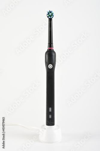 Electric toothbrush on the white background