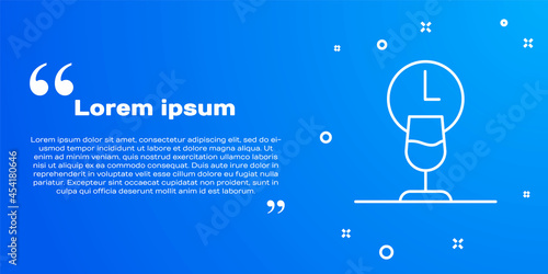 White line Wine time icon isolated on blue background. Wine glass. Wineglass sign. Vector