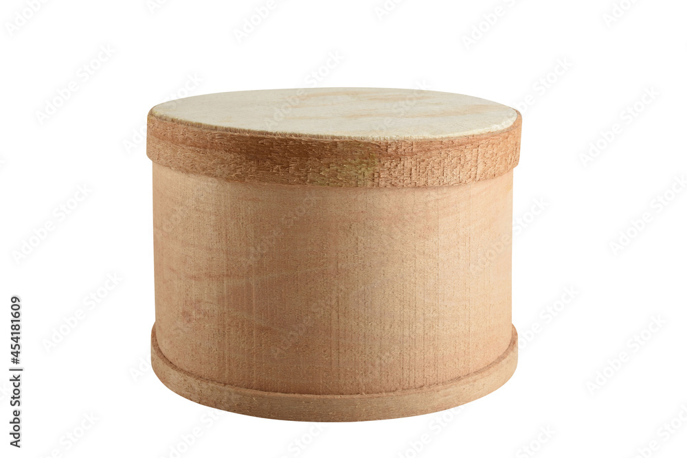 Circle wooden box isolated on the white background with clipping path Circle wooden box isolated on the white background with clipping path