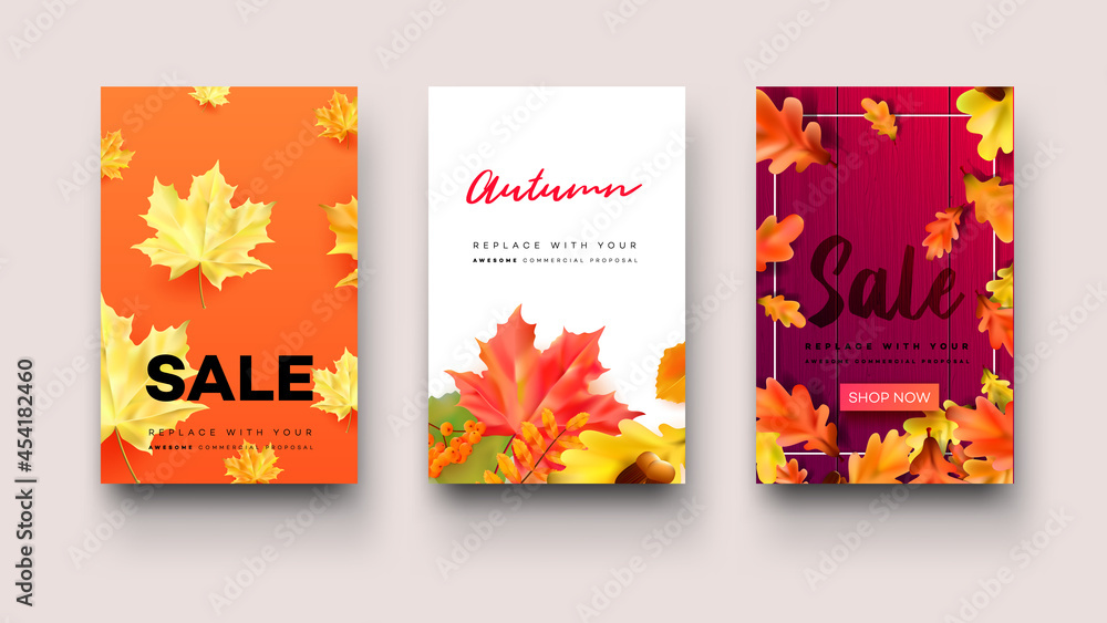 Fototapeta premium Autumn sale. Colorful vector flyer.