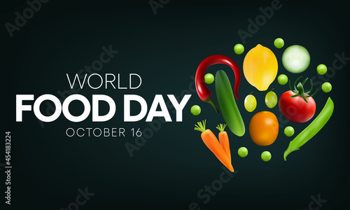 World Food day is observed every year on October 16, promotes global awareness and action for those who suffer from hunger and for the need to ensure healthy diets for all. Vector illustration