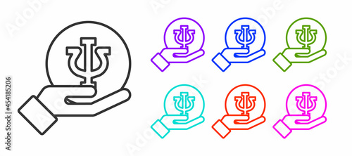Black line Psychology icon isolated on white background. Psi symbol. Mental health concept, psychoanalysis analysis and psychotherapy. Set icons colorful. Vector