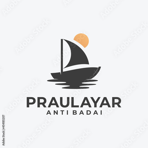sailboat logo, sun silhouette logo