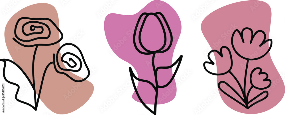 Flowers original design line spot. Vector images of flowers for prints, tattoos, patterns. Flowers original design line spot. Vector images of flowers for prints, tattoos, patterns.