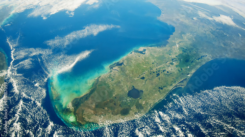 View of Florida from the space. Elements of this image furnished by NASA.