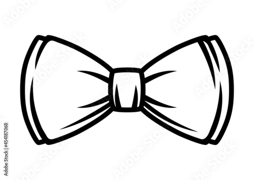 Illustration of bow tie. Black and white stylized picture.