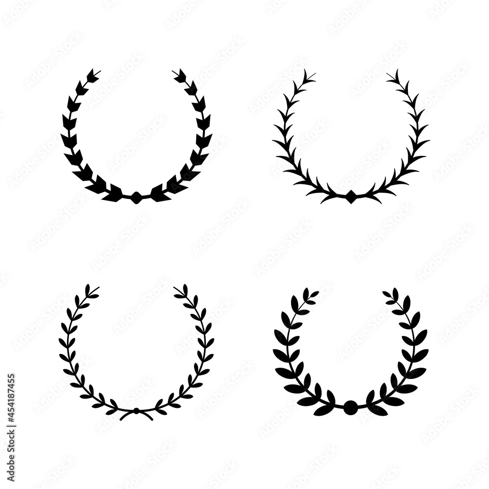 Set glyph icons of laurel wreath