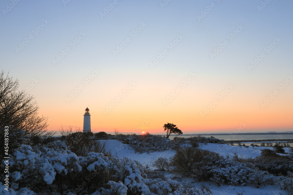 Hiddensee lighthouse in  winter