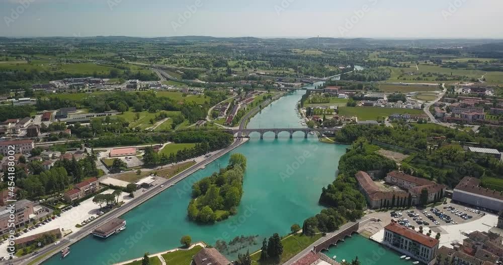 Italy, August 2021- Aerial view of the city on the lake of Peschiera del Garda in the province of Verona in the Veneto region Italy, August 2021- Aerial view of the city on the lake of Peschiera del Garda in the province of Verona in the Veneto region