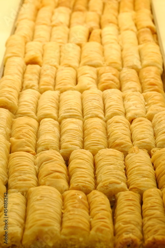 baklava texture on the counter close-up